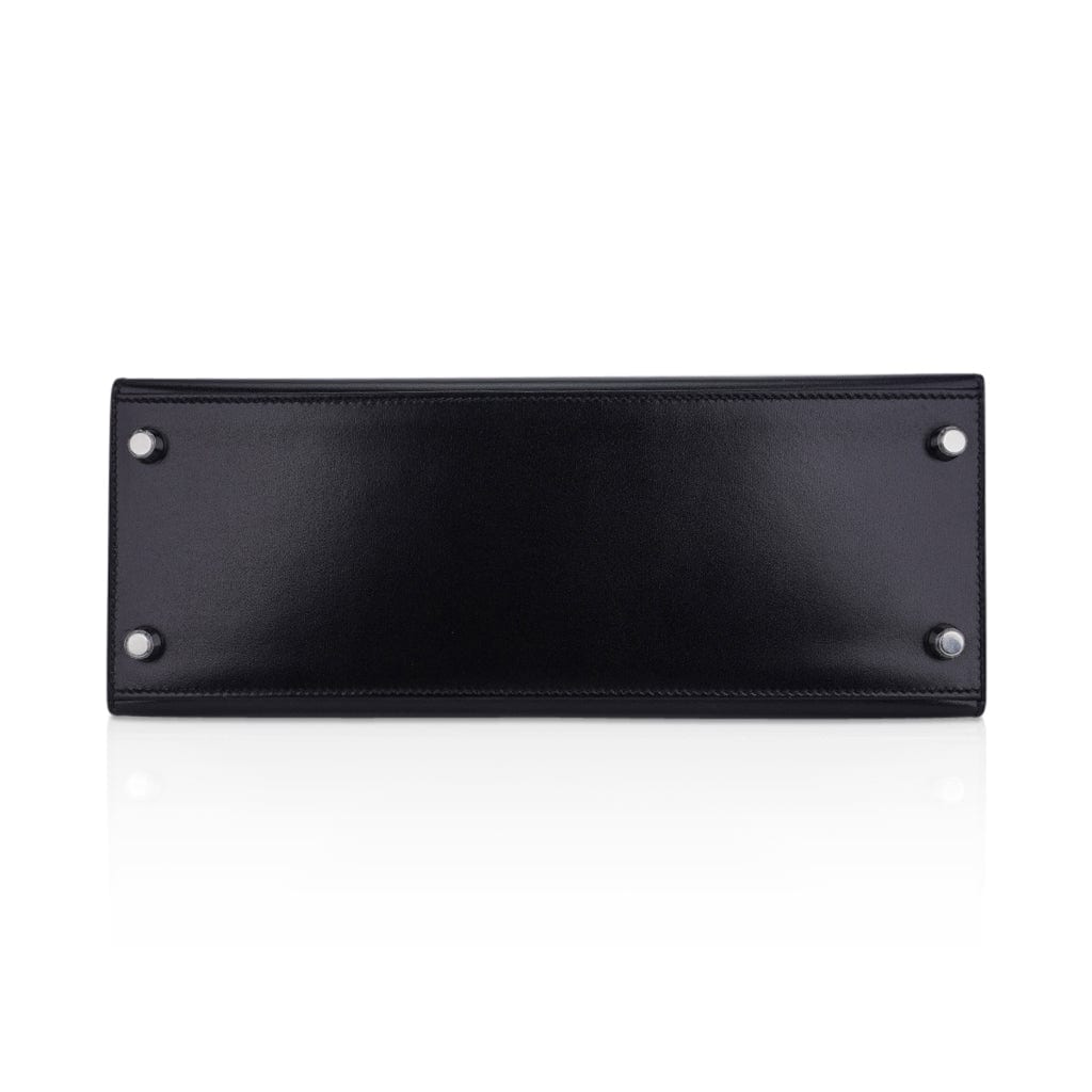 Kelly 28 Sellier Bag Black Box Leather with Palladium Hardware