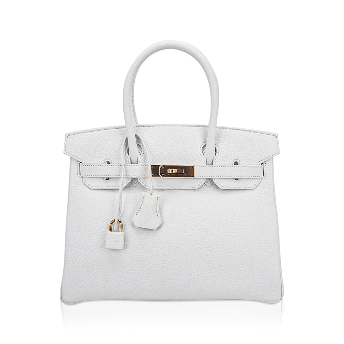 Special Order HSS Birkin 30 Bag White & Orange Clemence Leather with Rose Gold Hardware