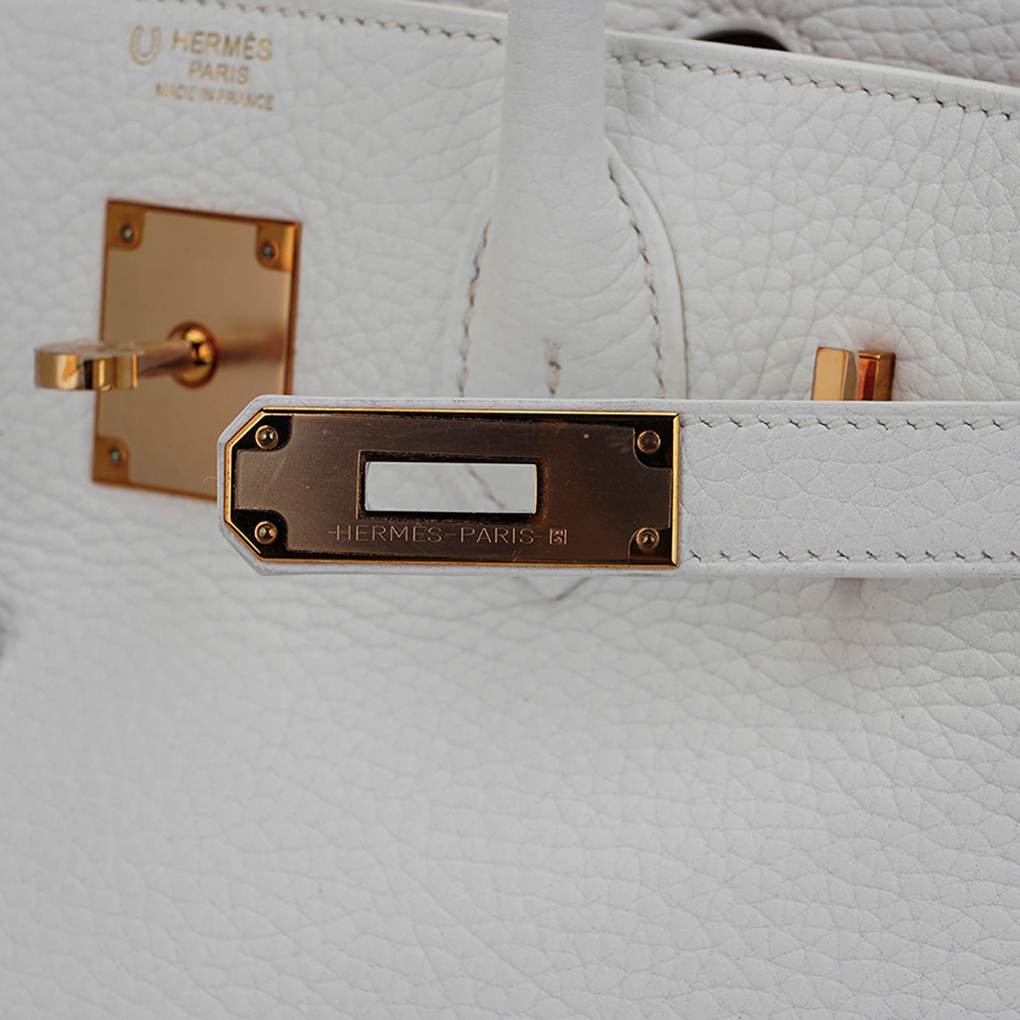 Special Order HSS Birkin 30 Bag White & Orange Clemence Leather with Rose Gold Hardware