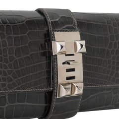 Medor 23 Clutch Bag Graphite Alligator with Palladium Hardware
