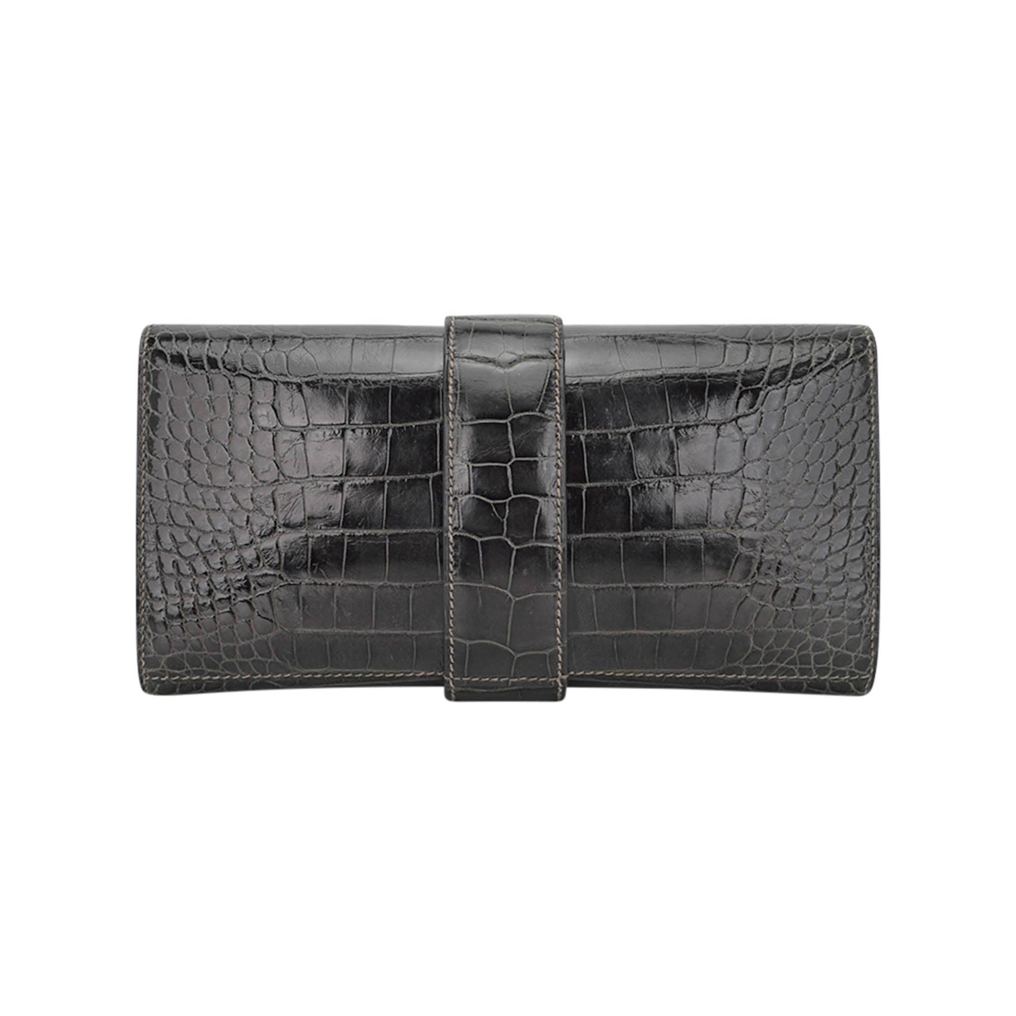 Medor 23 Clutch Bag Graphite Alligator with Palladium Hardware