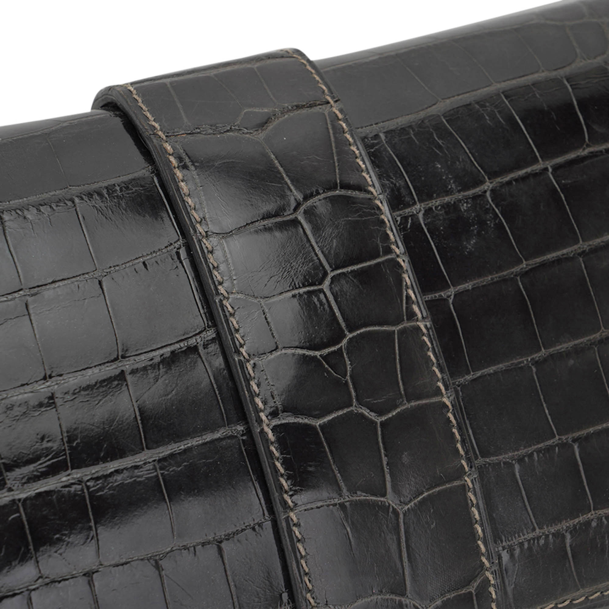Medor 23 Clutch Bag Graphite Alligator with Palladium Hardware