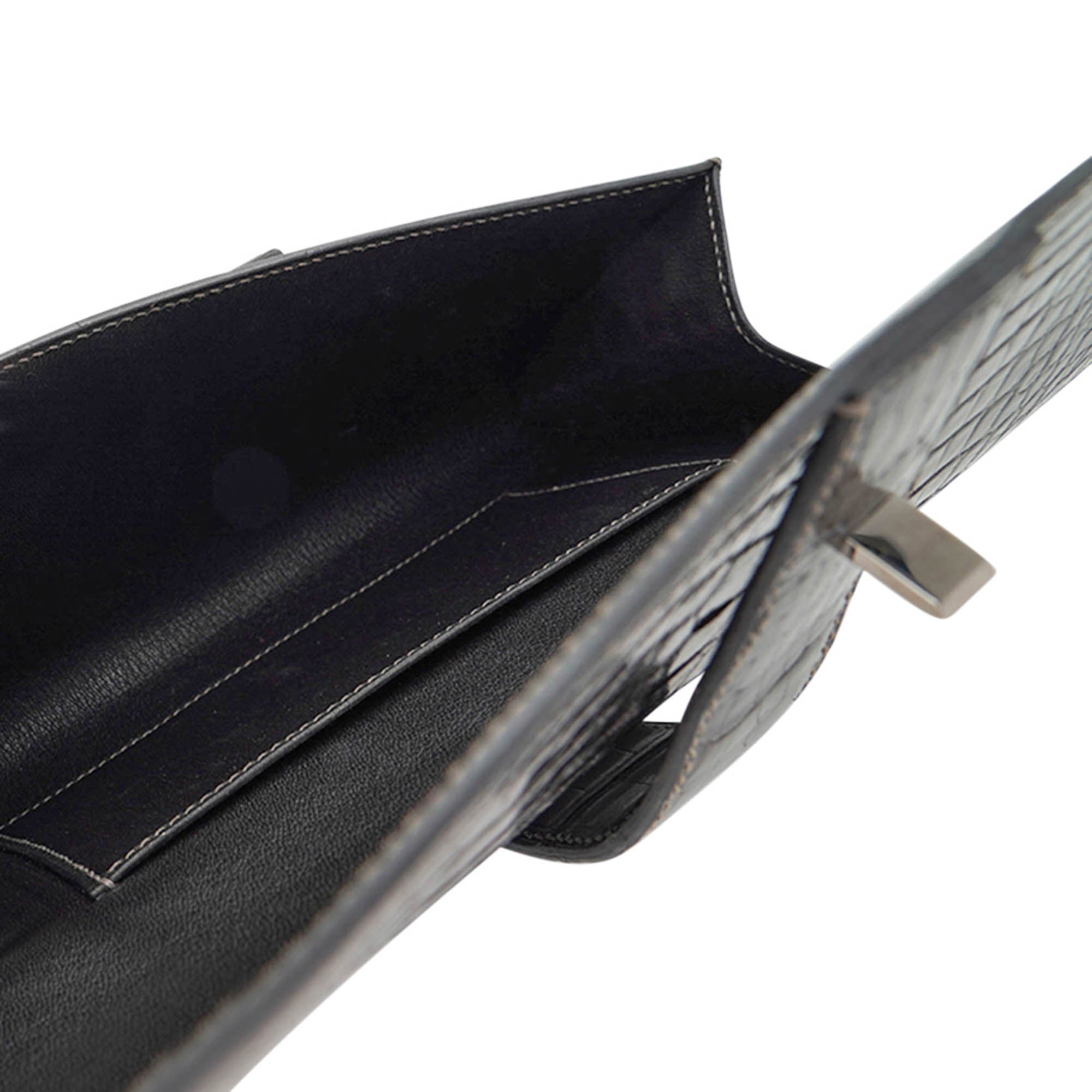 Medor 23 Clutch Bag Graphite Alligator with Palladium Hardware