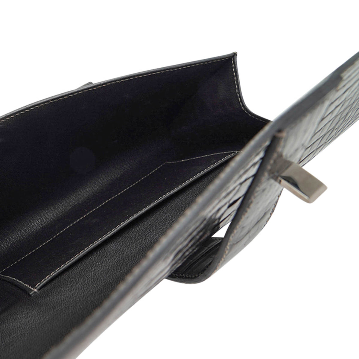 Medor 23 Clutch Bag Graphite Alligator with Palladium Hardware