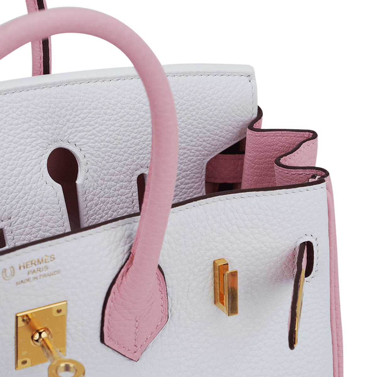 Special Order HSS Birkin 25 Bag Rose Sakura & White Clemence Leather Gold Hardware