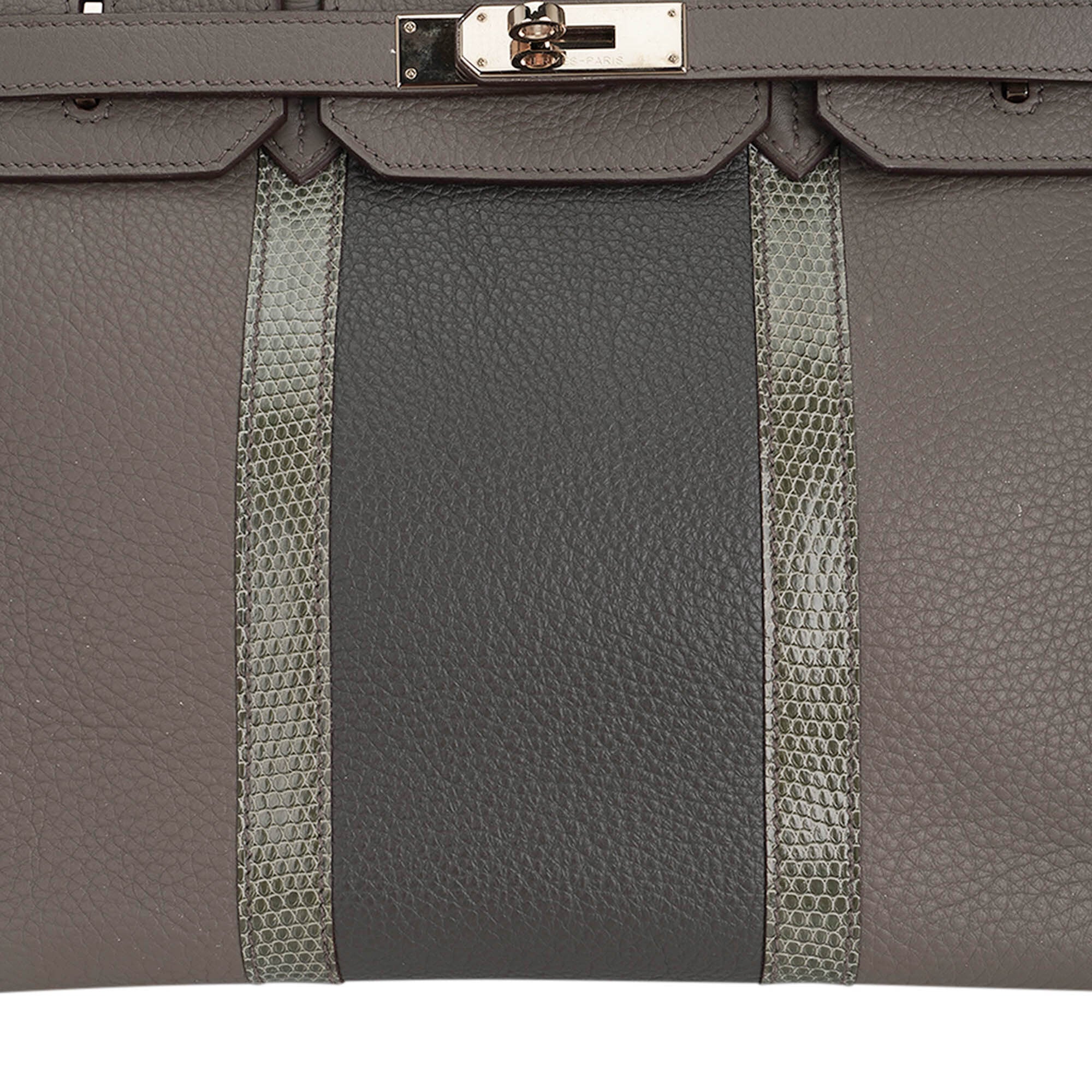 Limited Edition Club Birkin 35 Bag Etain & Graphite Clemence Leather Gris Fonce Lizard