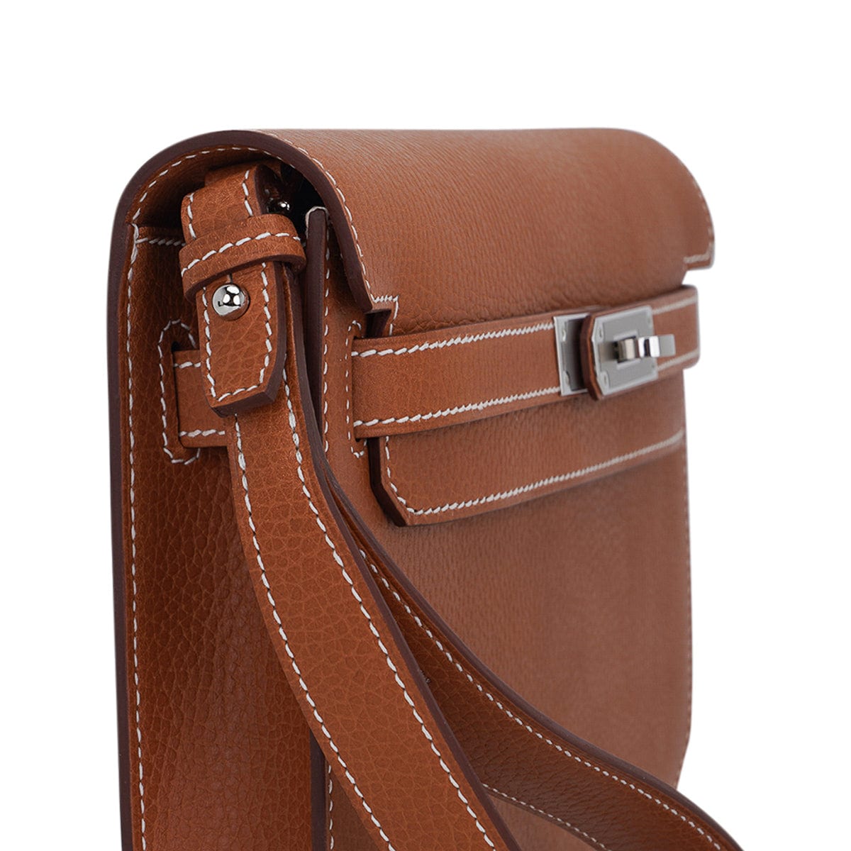 Kelly Depeches 25 Pouch Fauve Galop D’Vache Palladium Hardware