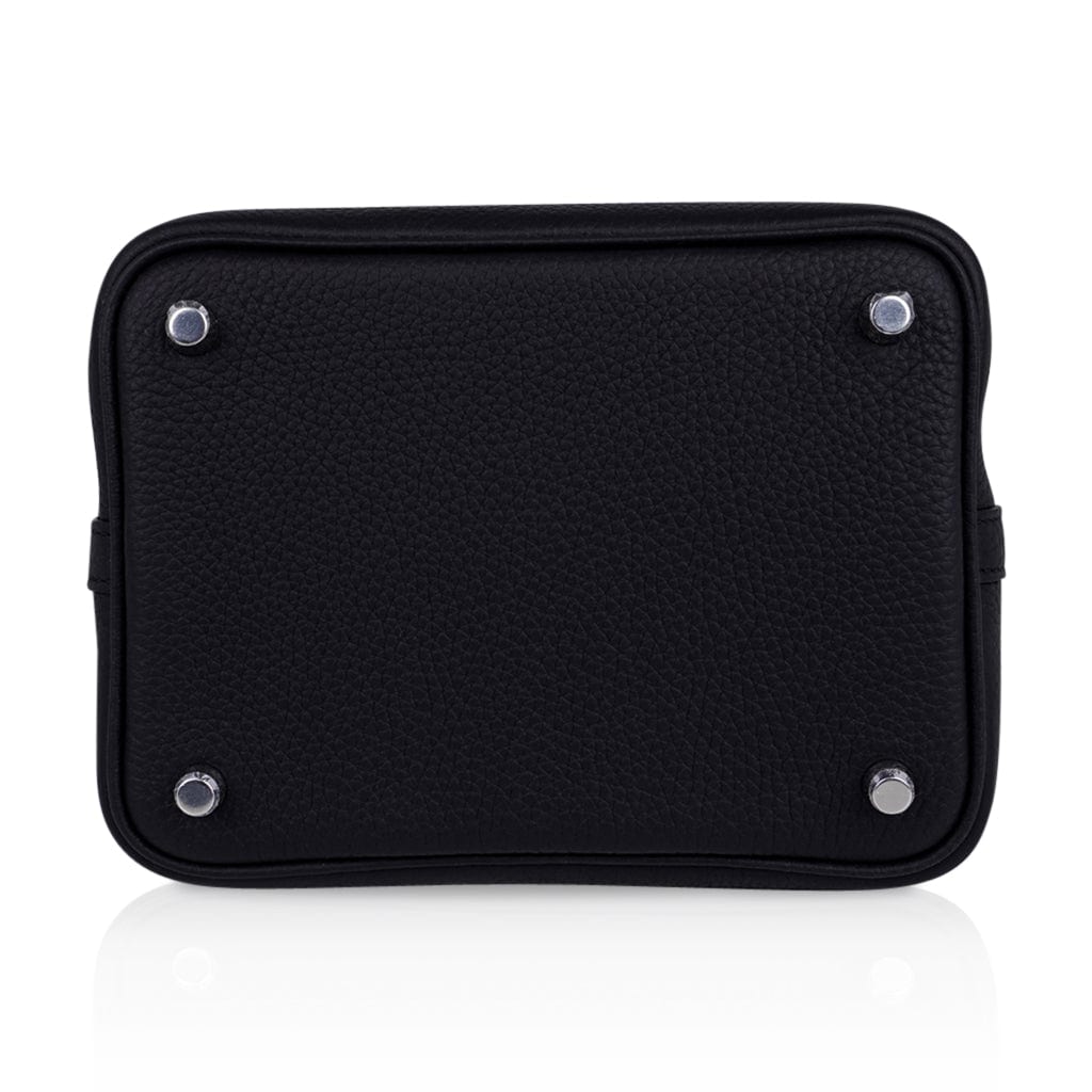 Picotin Lock 18 Bag Black Clemence Tote Palladium New
