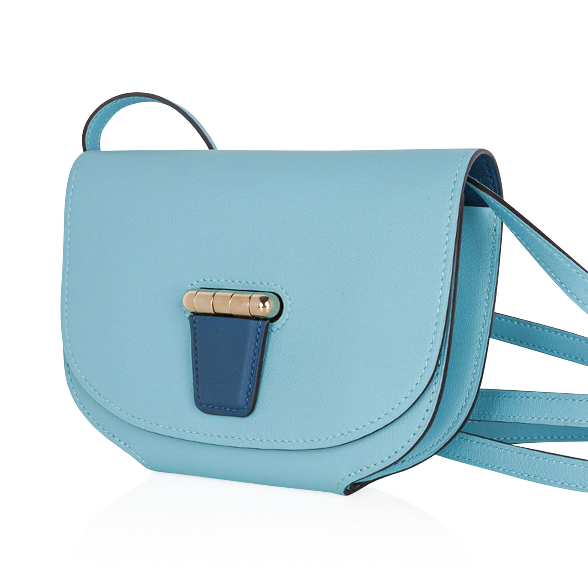 Convoyeur Mini Blue Atoll / Blue Colvert Swift Gold Hardware New