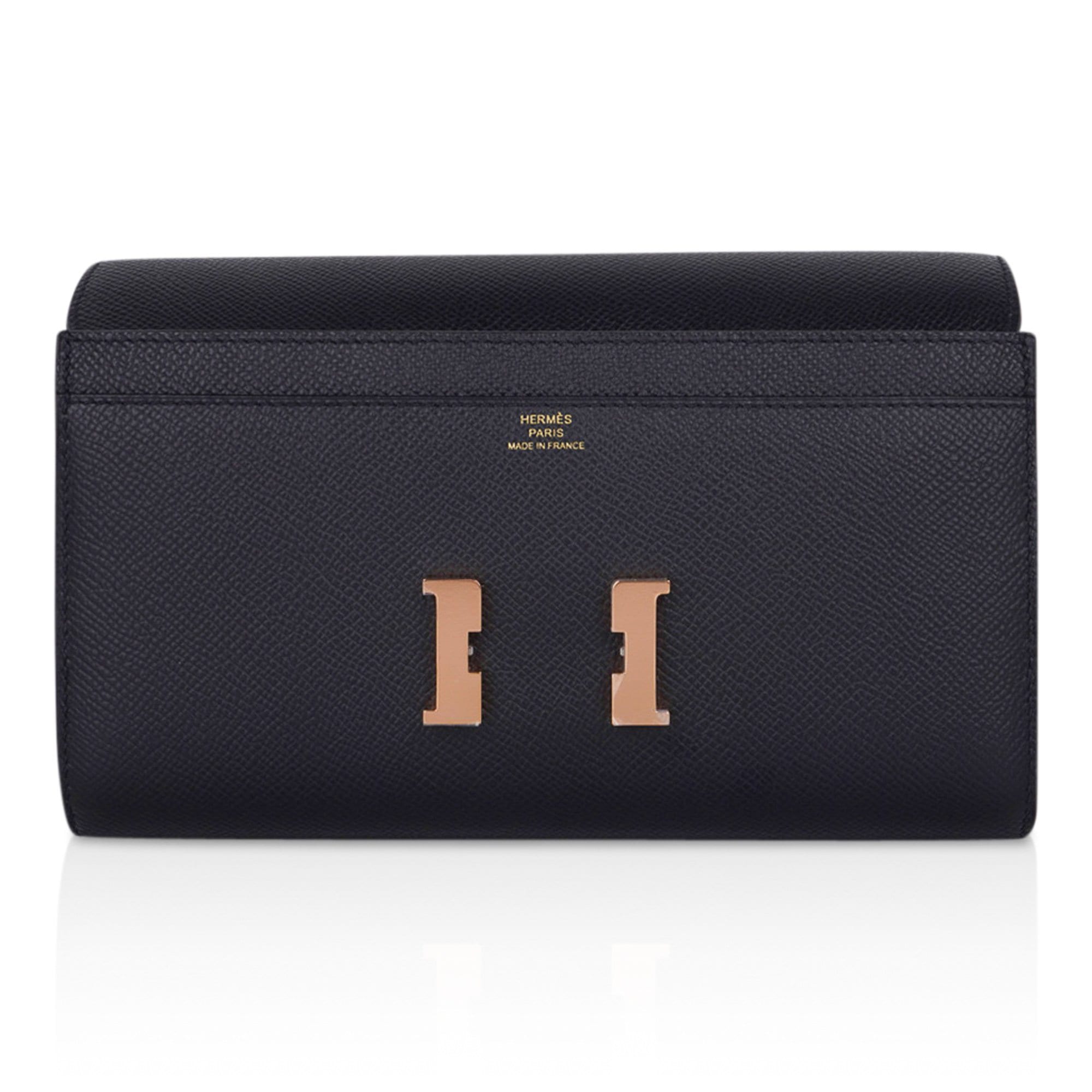 Constance Long To Go Wallet Black Rose Gold Hardware Epsom New w/ Box