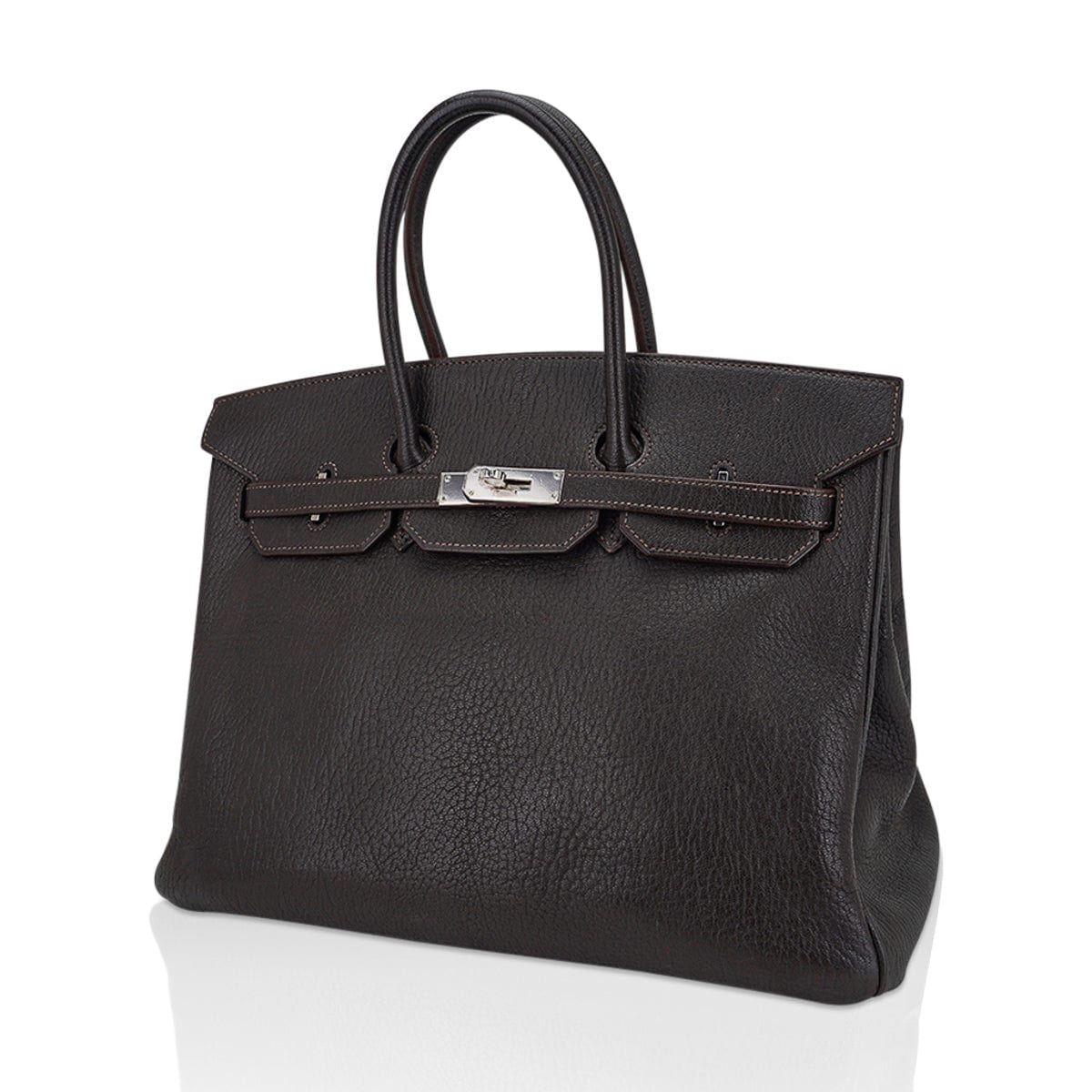 Birkin 35 Bag Cocoan Brown Chevre Leather with Palladium Hardware