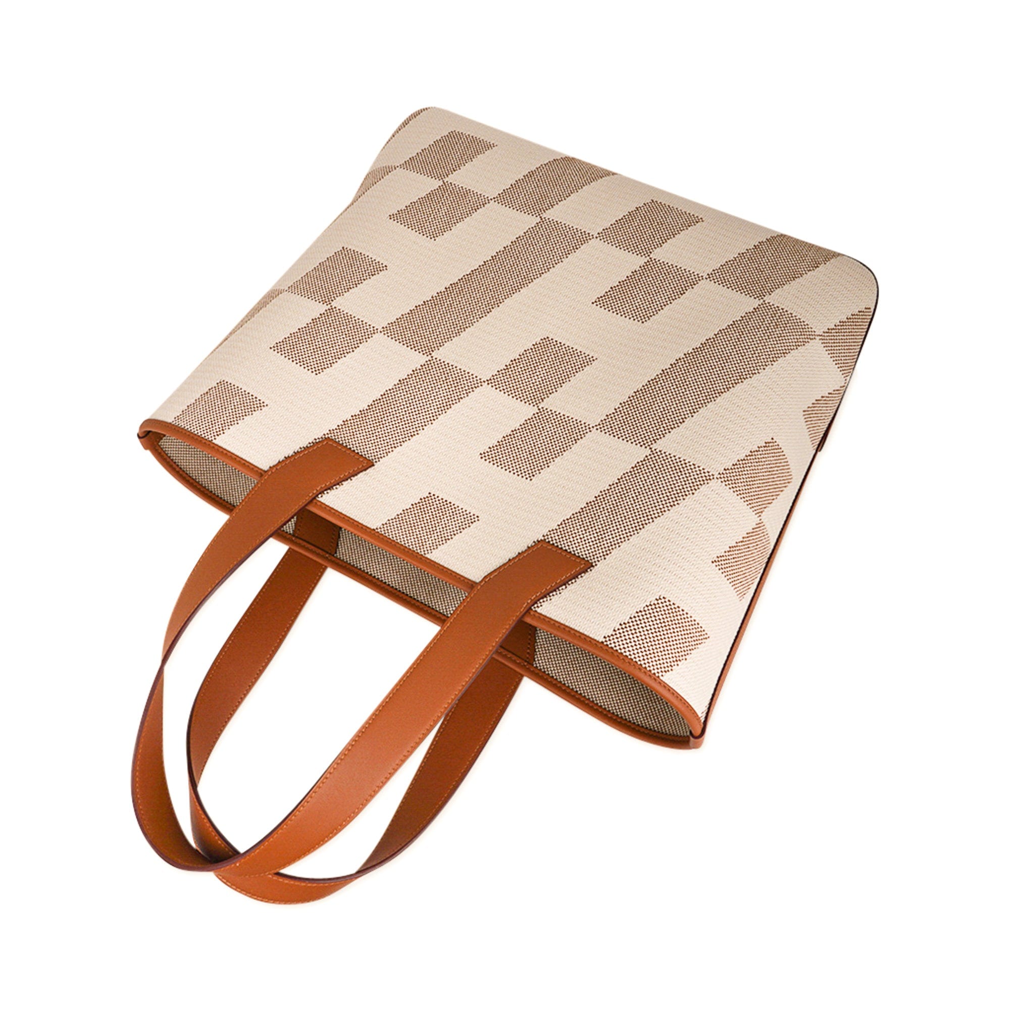 Cabas H En Biais Canvas / Swift Leather Trim 40 Tote Bag
