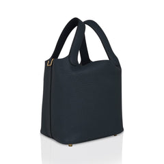 Picotin Lock 18 Bag Blue Orage Clemence Palladium Hardware