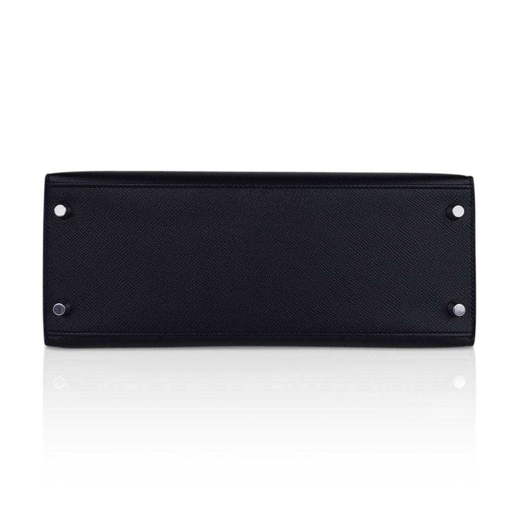 Kelly 28 Sellier Bag Black Epsom Leather with Palladium Hardware