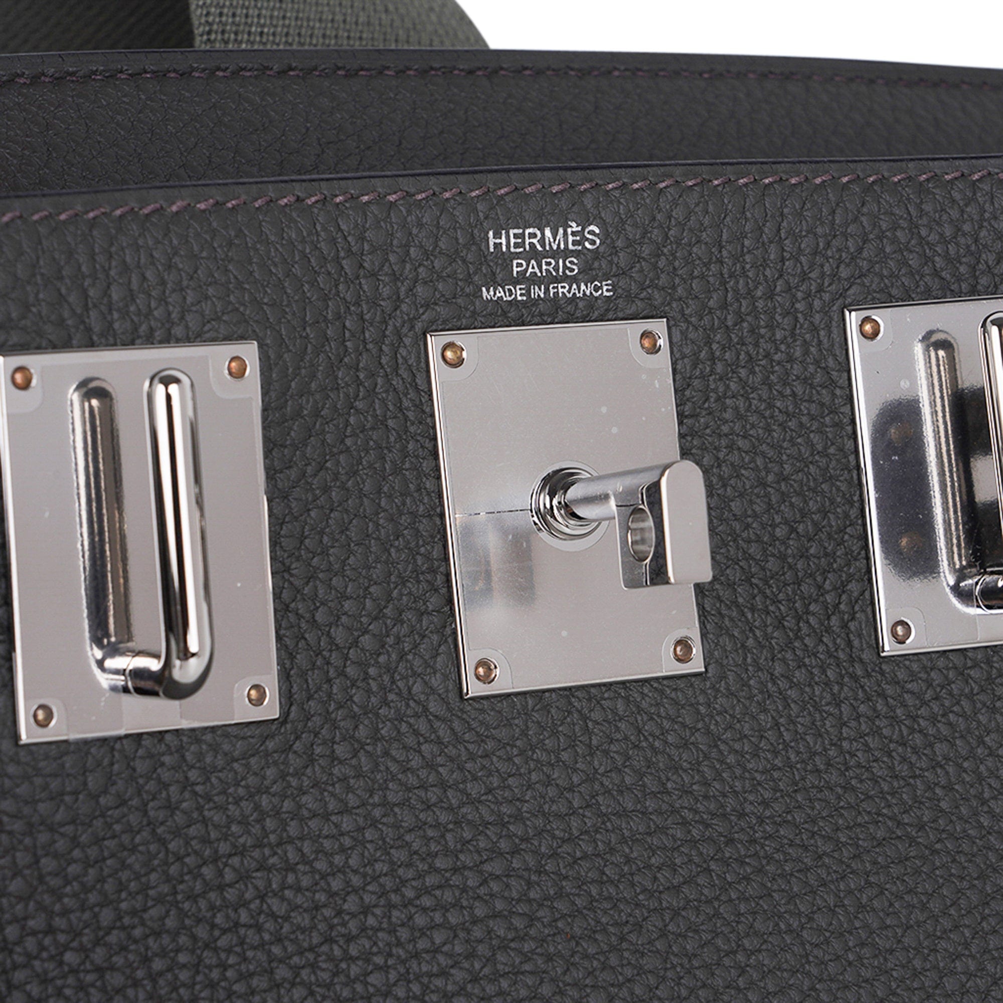 Hac a Dos PM Backpack Vert de Gris Togo Leather with Palladium Hardware
