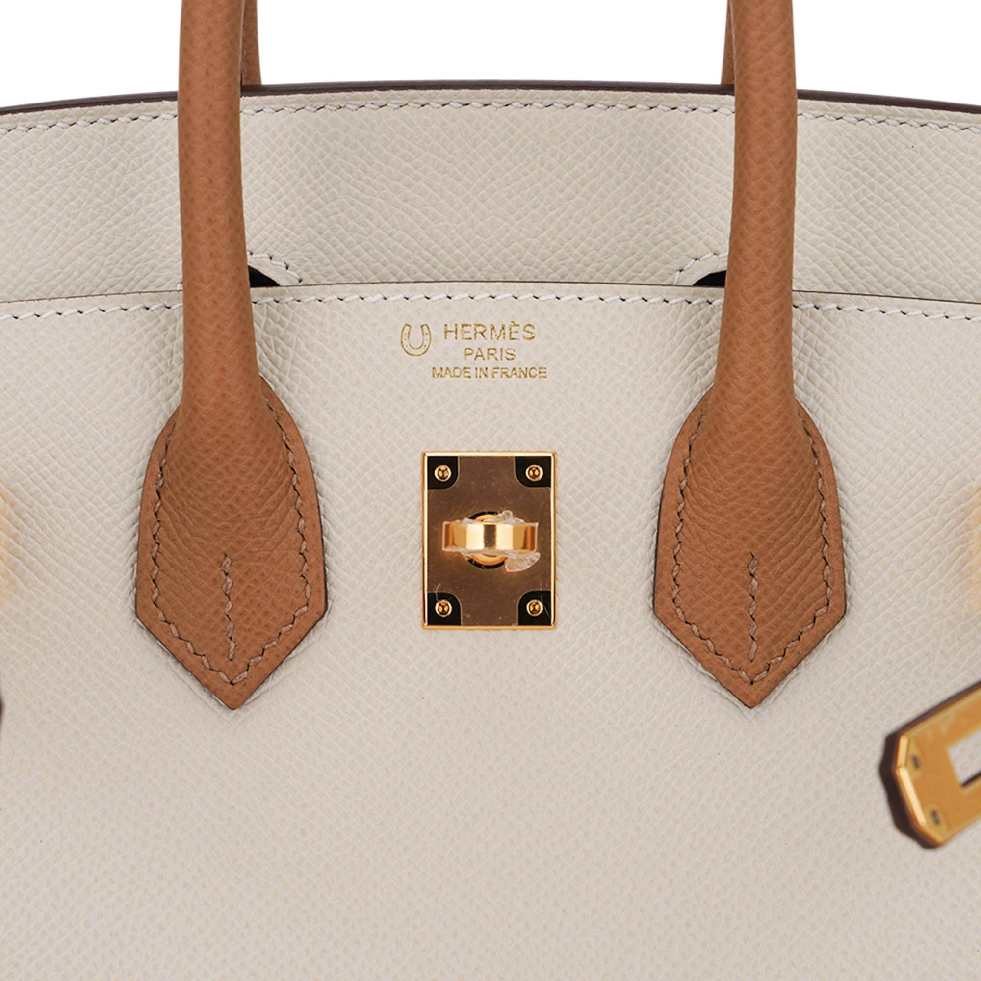 Special Order HSS Birkin 25 Sellier Craie and Sesame Gold Hardware Epsom Leather