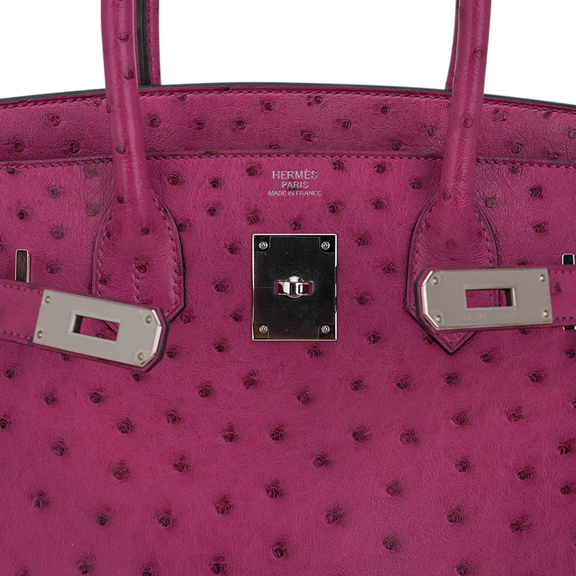 Birkin 30 Bag Rose Pourpre Ostrich with Palladium Hardware