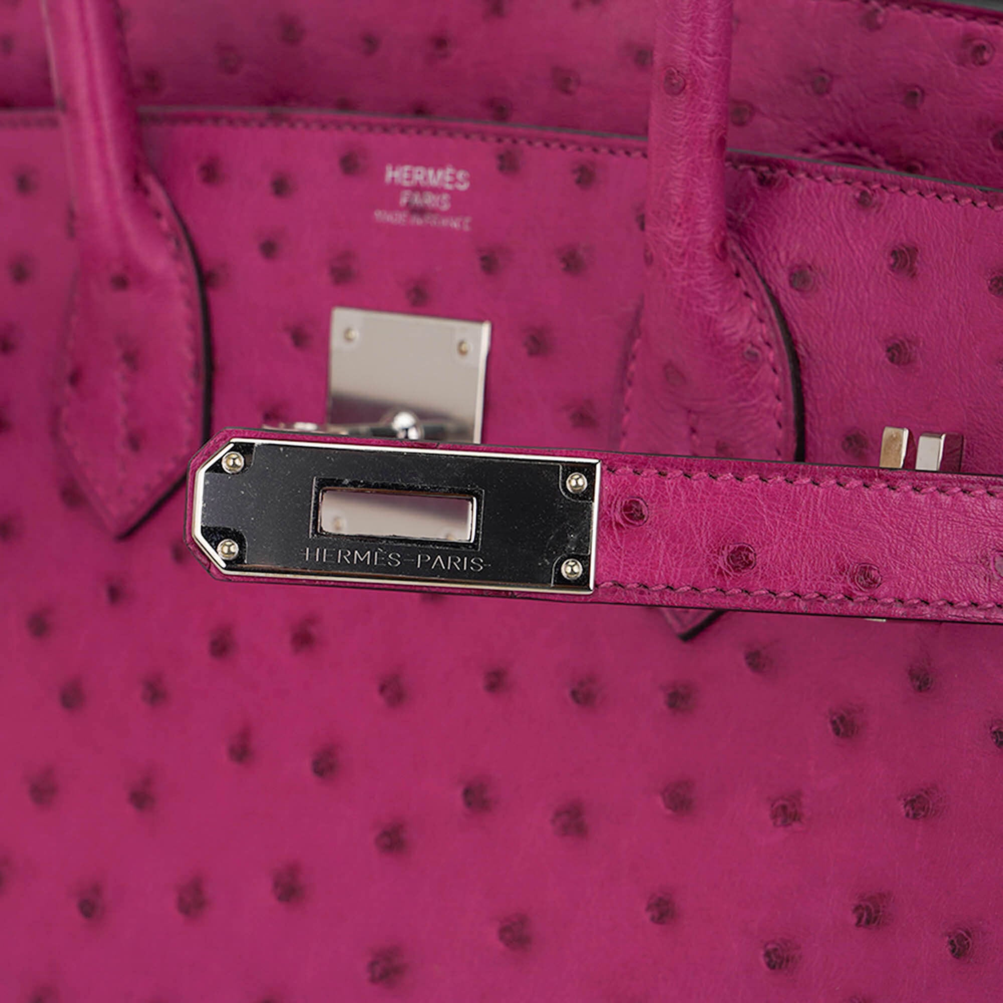 Birkin 30 Bag Rose Pourpre Ostrich with Palladium Hardware