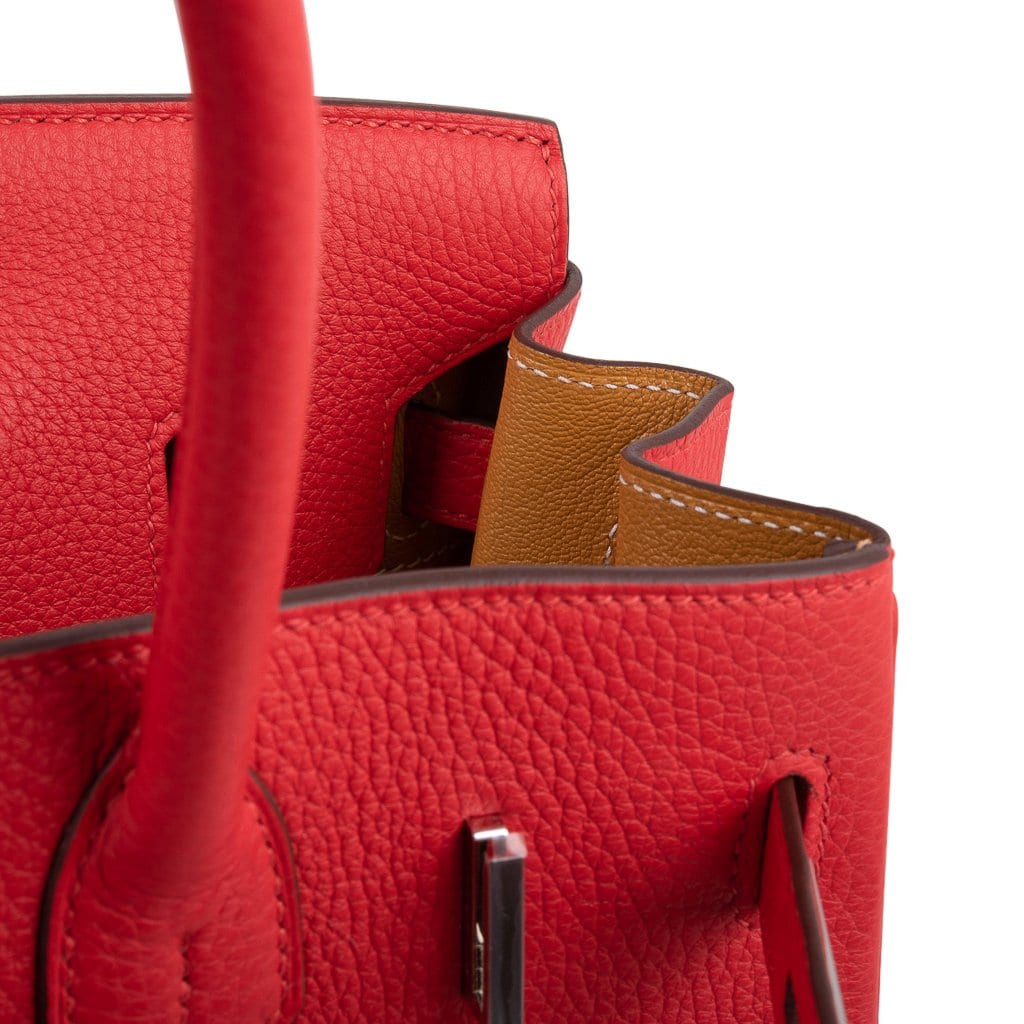 Verso Birkin 30 Bag Rouge Tomate & Natural Sable Togo Leather with Palladium Hardwre