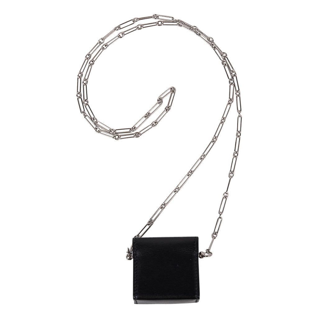 Micro Sac Limited Edition Noir 46 MM Noir Villandry Paper Clip Chain Bag Palladium Hardware