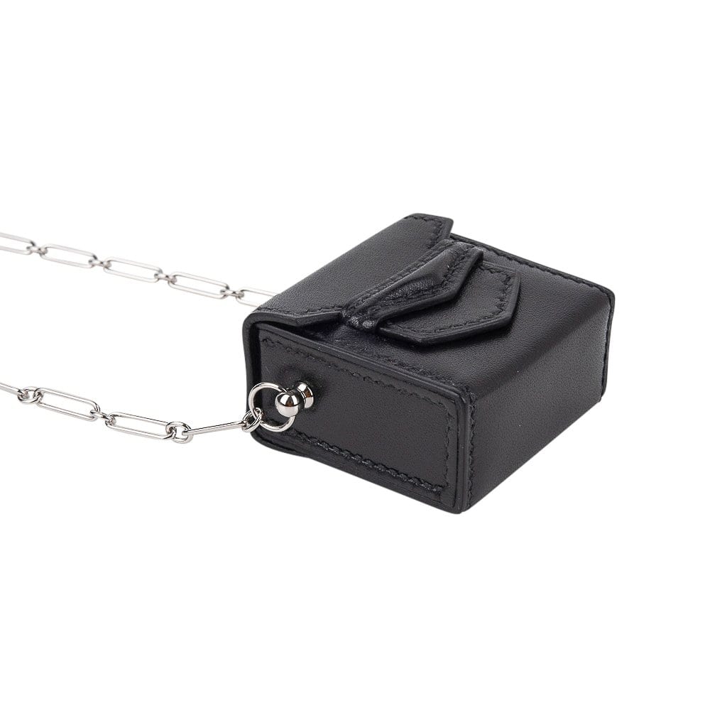 Micro Sac Limited Edition Noir 46 MM Noir Villandry Paper Clip Chain Bag Palladium Hardware