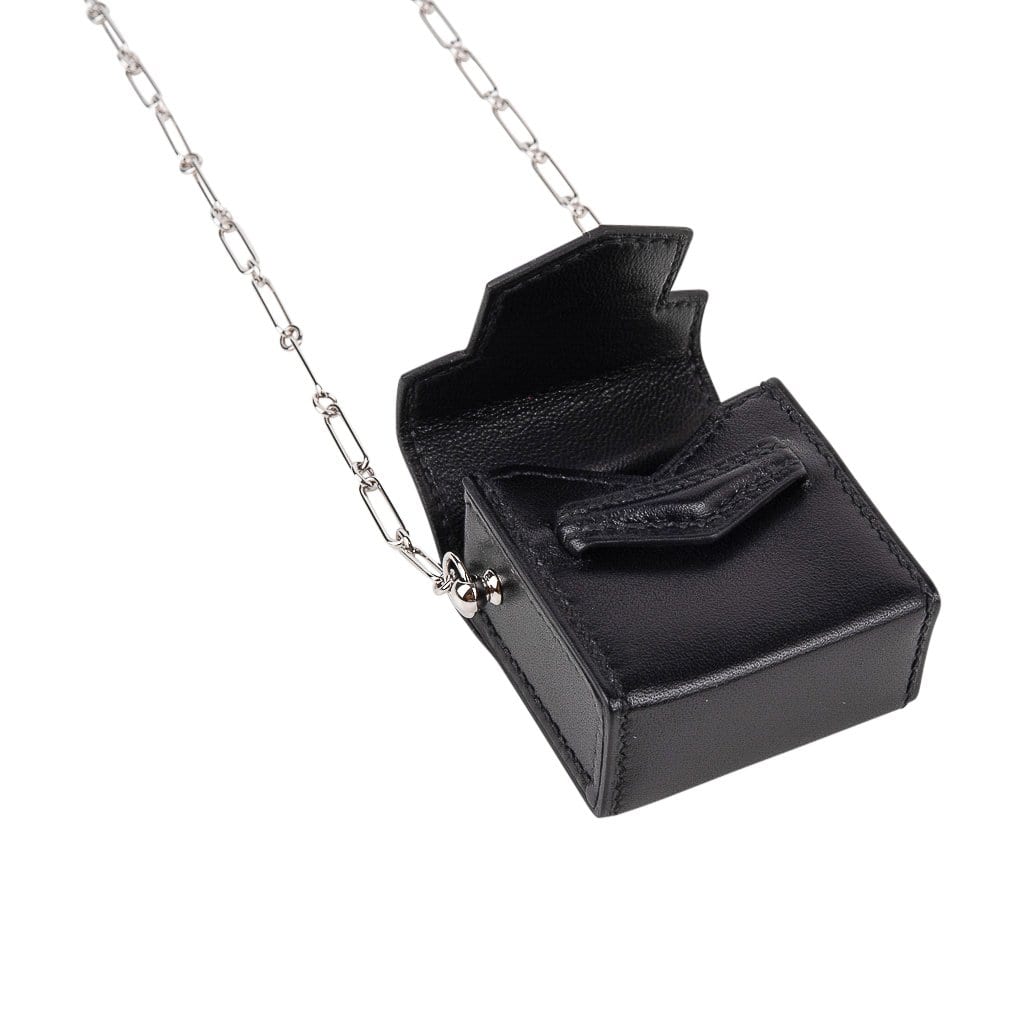 Micro Sac Limited Edition Noir 46 MM Noir Villandry Paper Clip Chain Bag Palladium Hardware