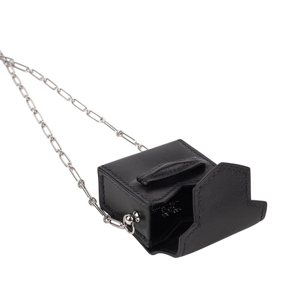 Micro Sac Limited Edition Noir 46 MM Noir Villandry Paper Clip Chain Bag Palladium Hardware
