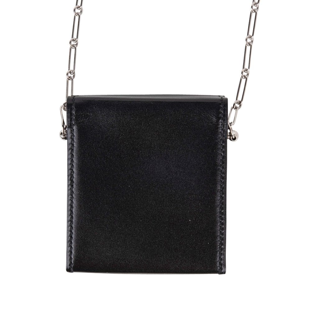 Micro Sac Limited Edition 70 mm Noir Villandry Paper Clip Chain Bag Palladium Hardware