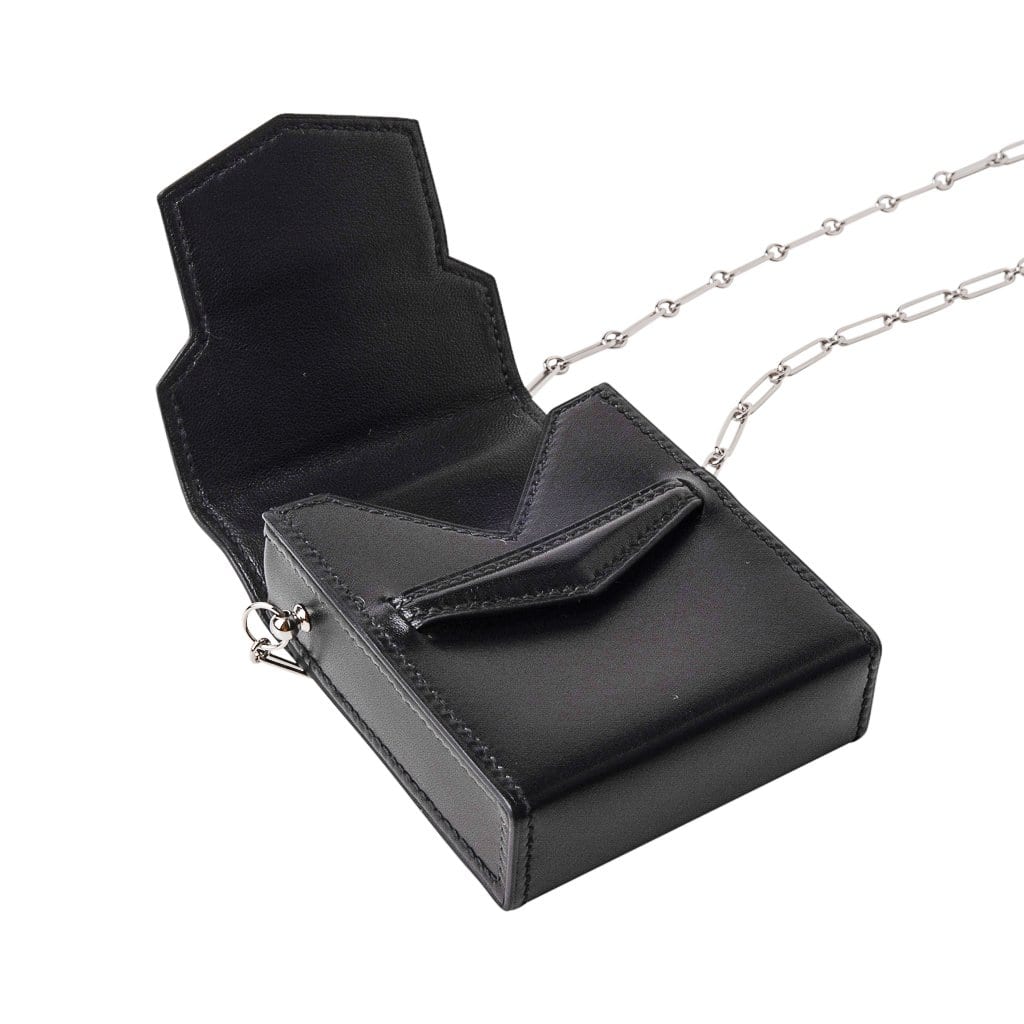 Micro Sac Limited Edition 70 mm Noir Villandry Paper Clip Chain Bag Palladium Hardware