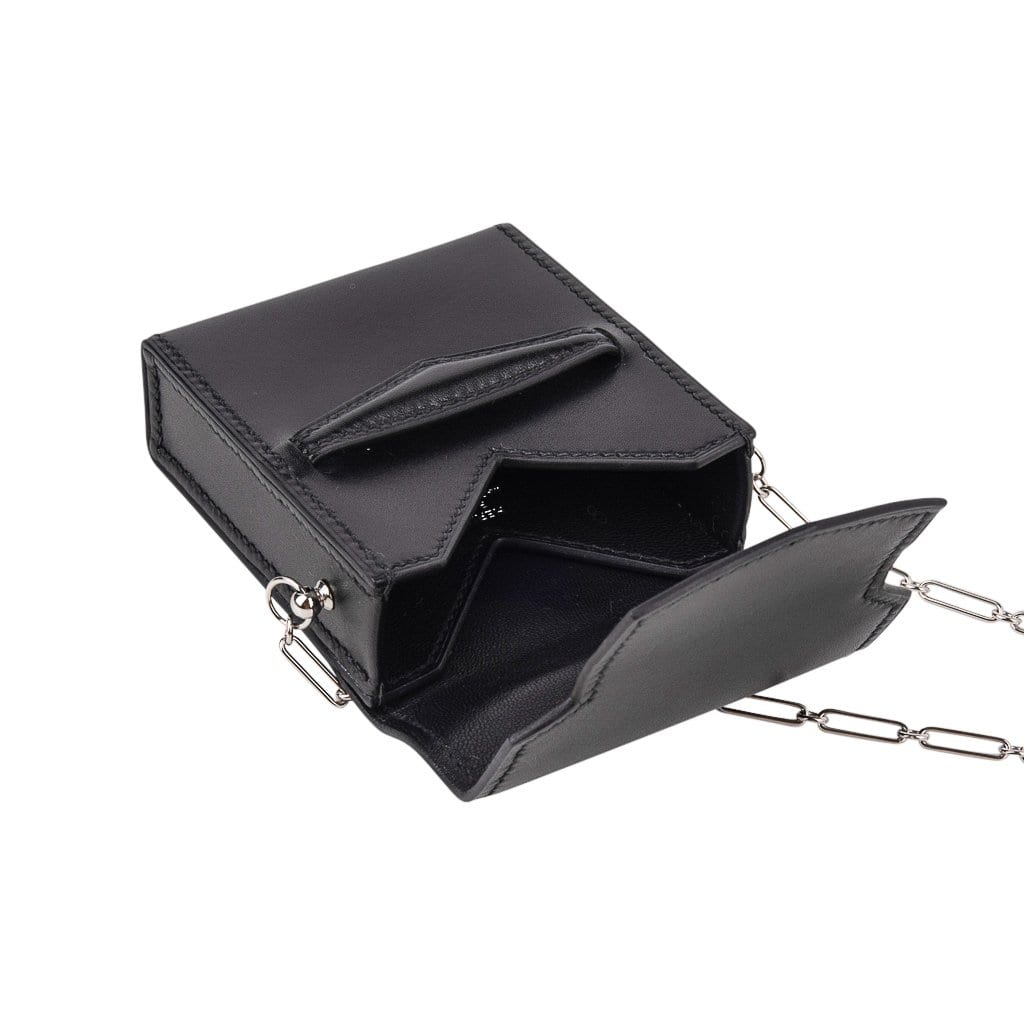Micro Sac Limited Edition 70 mm Noir Villandry Paper Clip Chain Bag Palladium Hardware