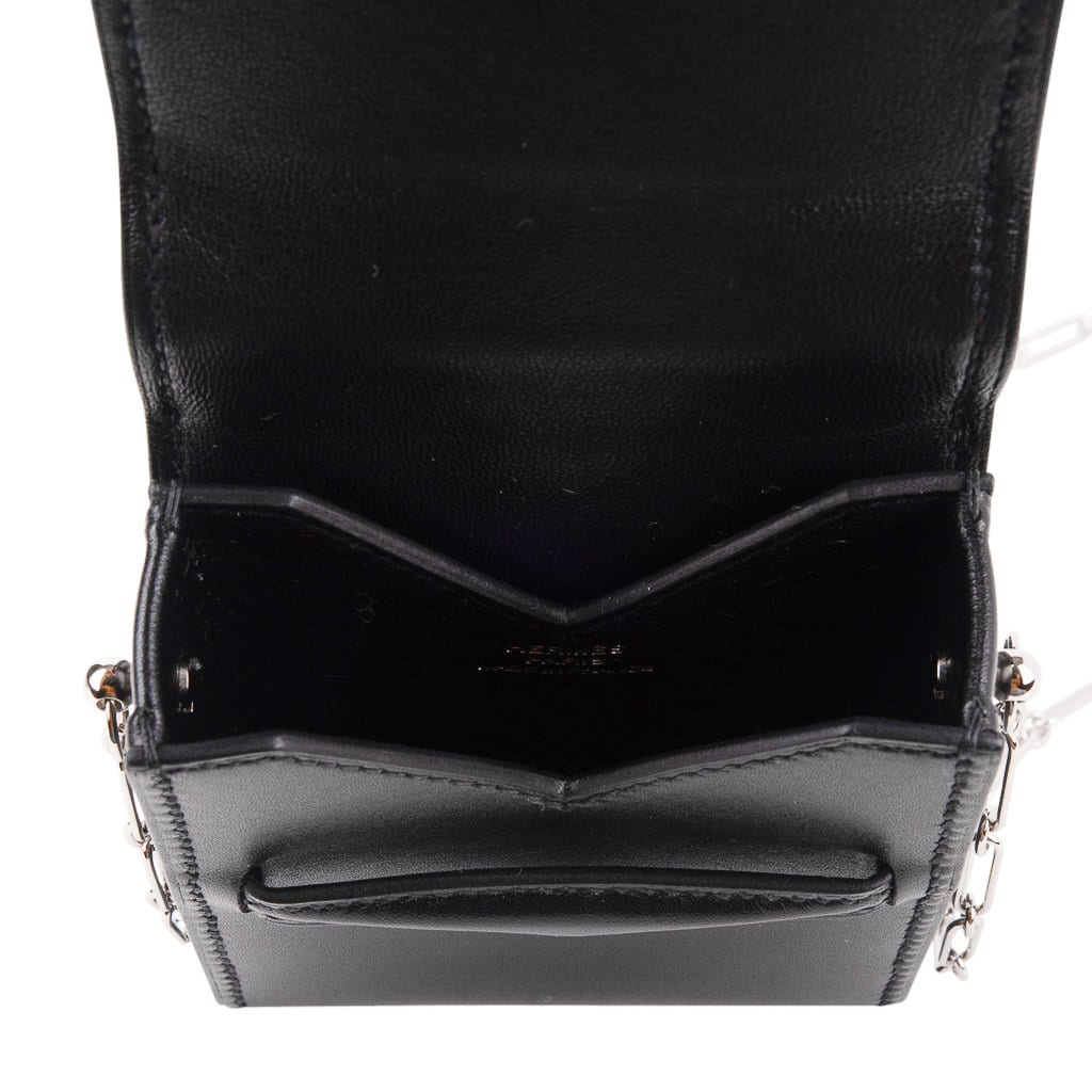 Micro Sac Limited Edition 70 mm Noir Villandry Paper Clip Chain Bag Palladium Hardware