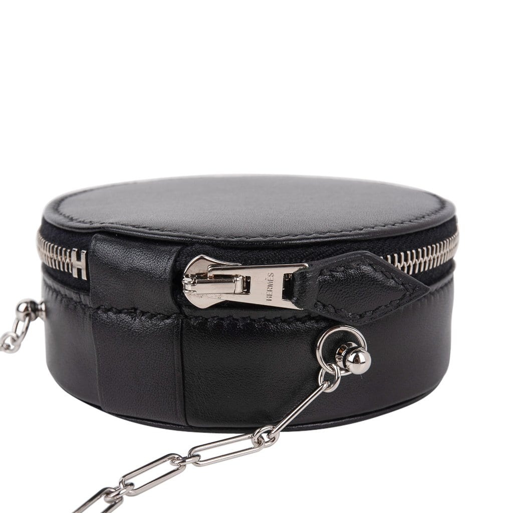 Limited Edition Micro Rond Veau Noir Villandry Bag Paper Clip Chain