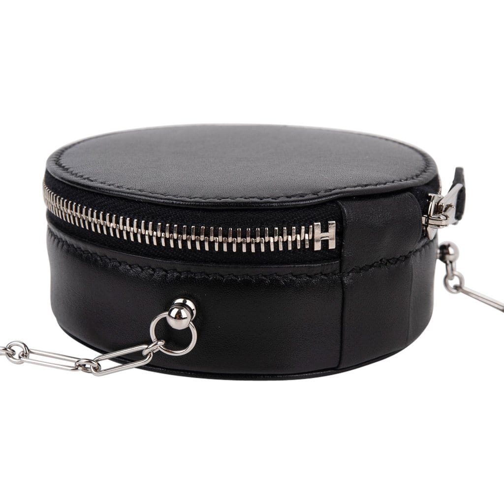 Limited Edition Micro Rond Veau Noir Villandry Bag Paper Clip Chain