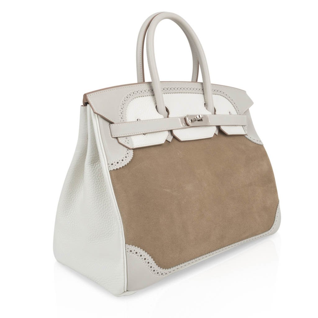 Birkin 35 Bag Grizzly Ghillies Gris Perle Gris Caillou  Colour Limited Edition Rare