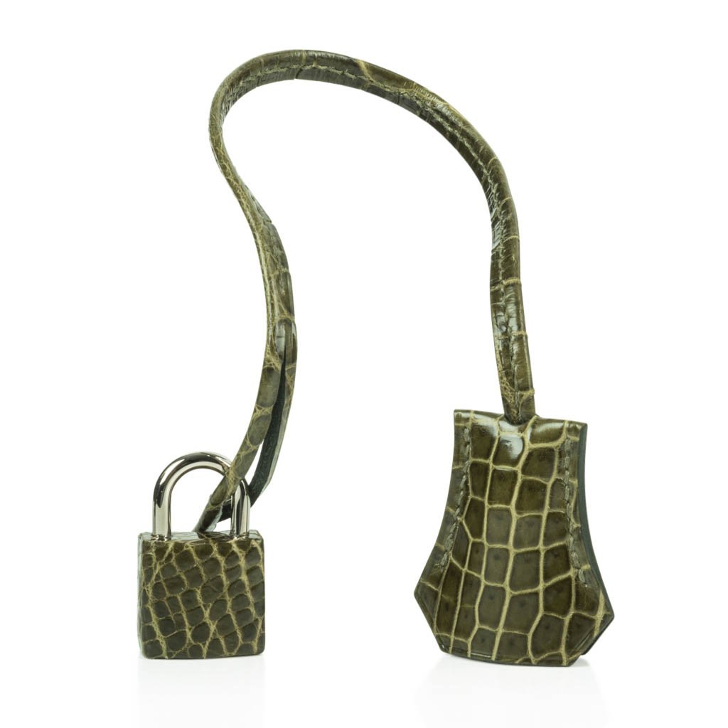 Birkin 35 Bag Vert Veronese Porosus Crocodile Palladium Hardware