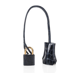 Birkin 30 Bag Blue Marine Porosus Crocodile Gold Hardware