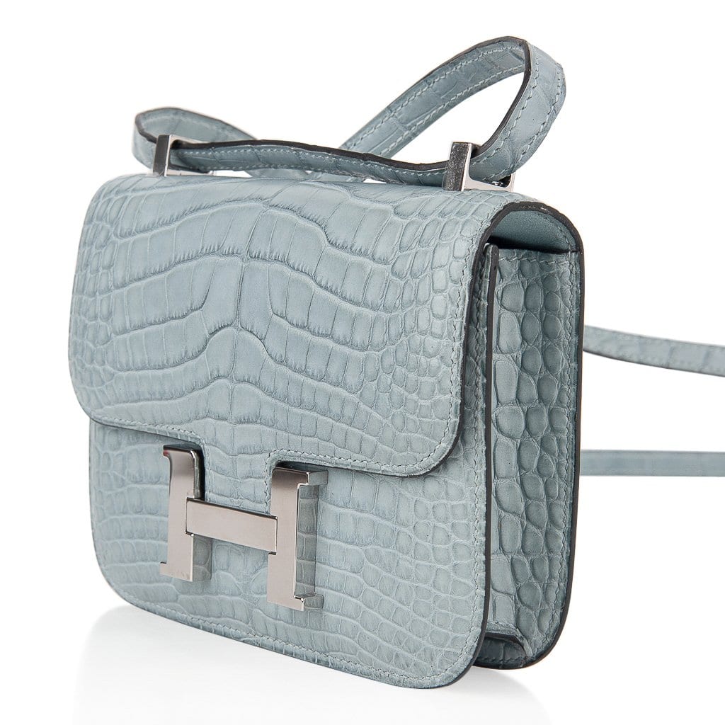Limited Edition Micro Constance Bag Ciel Matte Alligator with Palladium Hardware