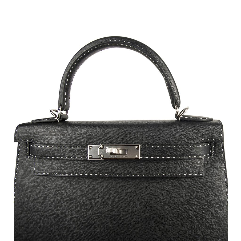 Kelly 28 Bag Black Un Point Sur Deux Veau Graine Monsieur Limited Edition
