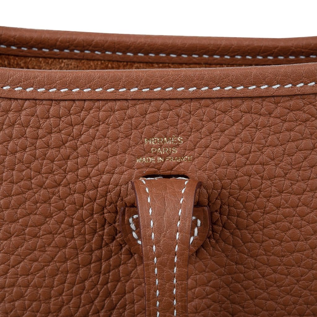 Mini Evelyne TPM Bag Gold Clemence Leather with Gold Hardware