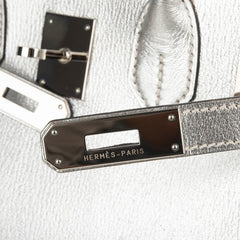 Limited Edition Birkin 30 Bag Silver Metallic Chevre Leather with Palladium Hardware