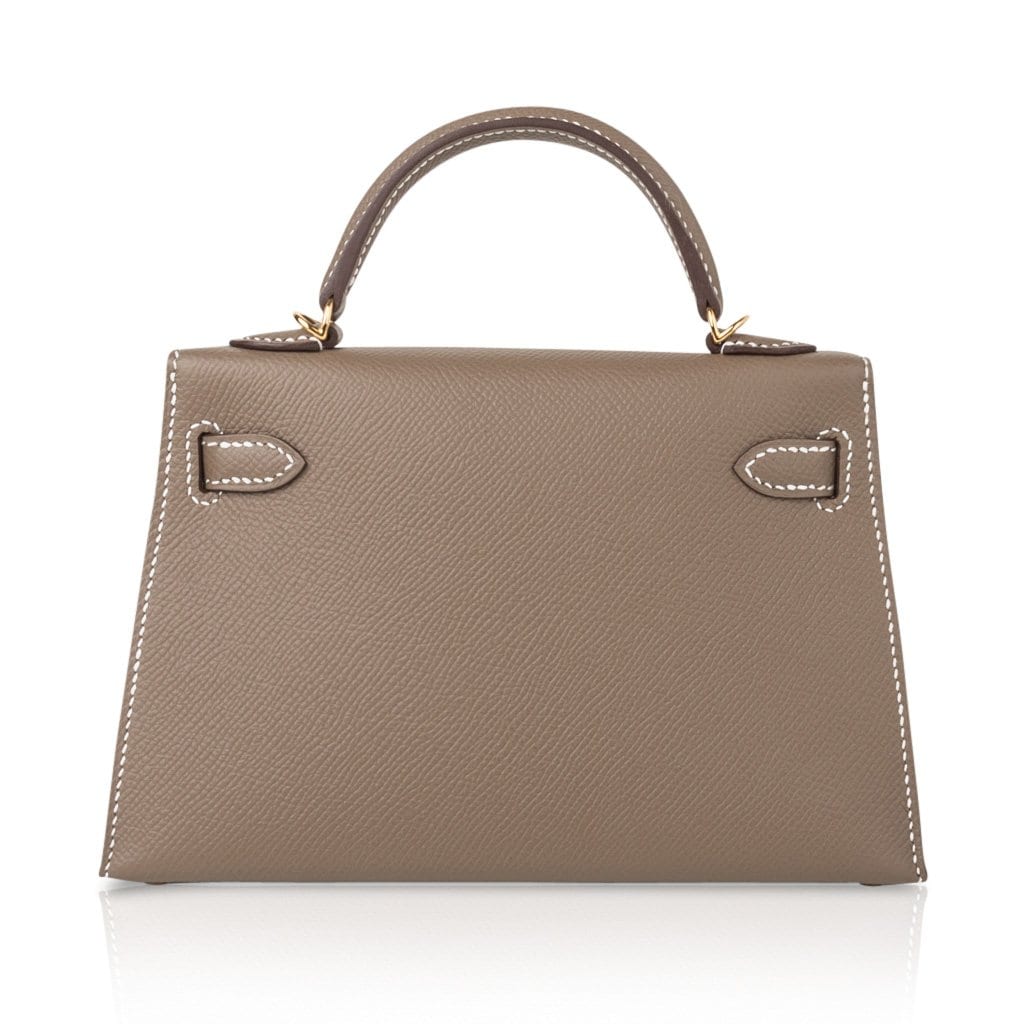 Kelly 20 Mini Sellier Bag Etoupe Limited Edition Epsom Gold Hardware