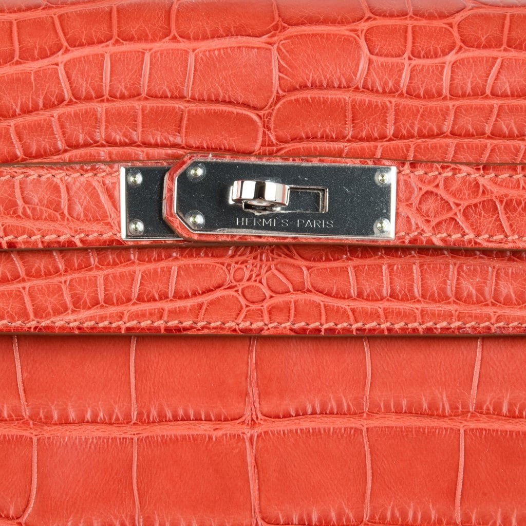 Kelly 35 Retourne Bag Sanguine Matte Alligator with Palladium Hardware