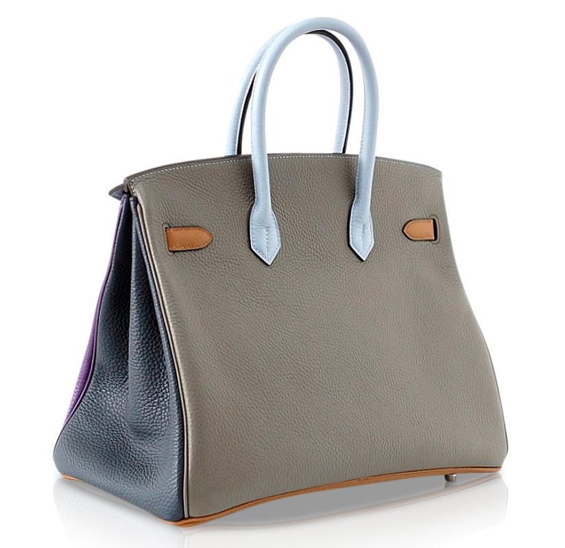 Birkin 35 Bag Arlequin Limited Edition Clemence Palladium