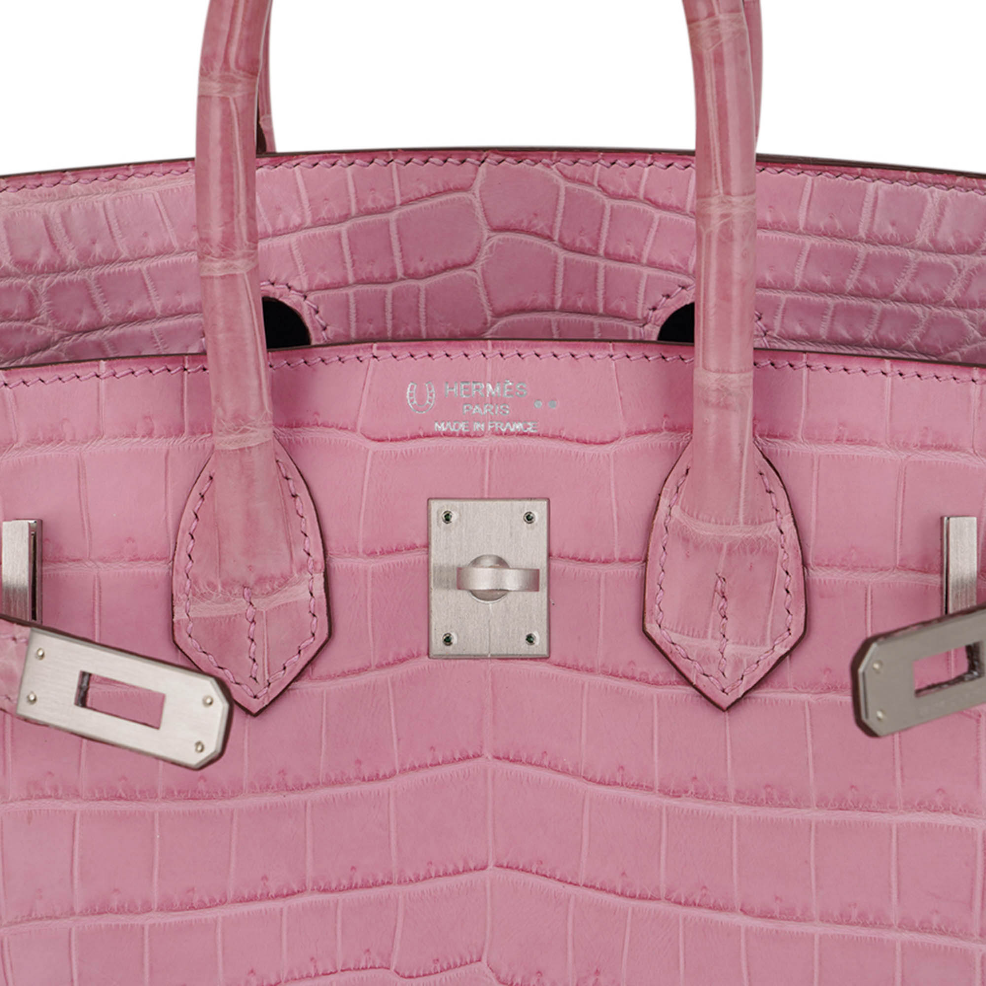 Birkin HSS 25 Bag 5P Pink and Violet Matte Crocodile with Brushed Palladium Hardware