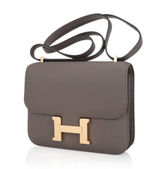 Mini Constance 18 Bag Etain Epsom Leather with Gold Hardware