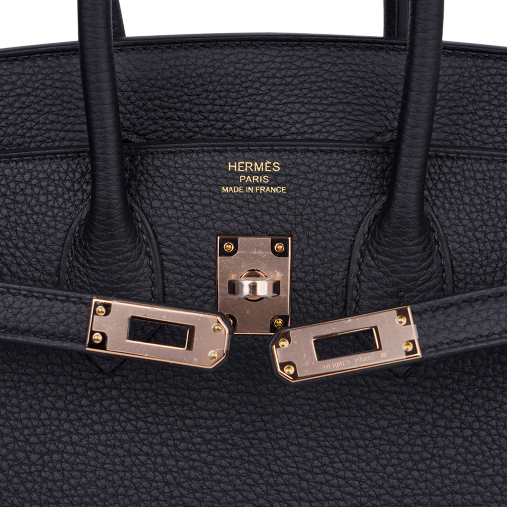 Birkin 25 Bag Black Togo Leather with Rose Gold Hardware
