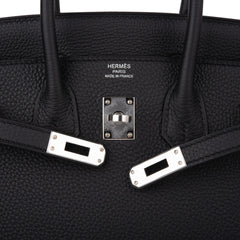 Birkin 25 Bag Black Palladium Hardware Togo Leather