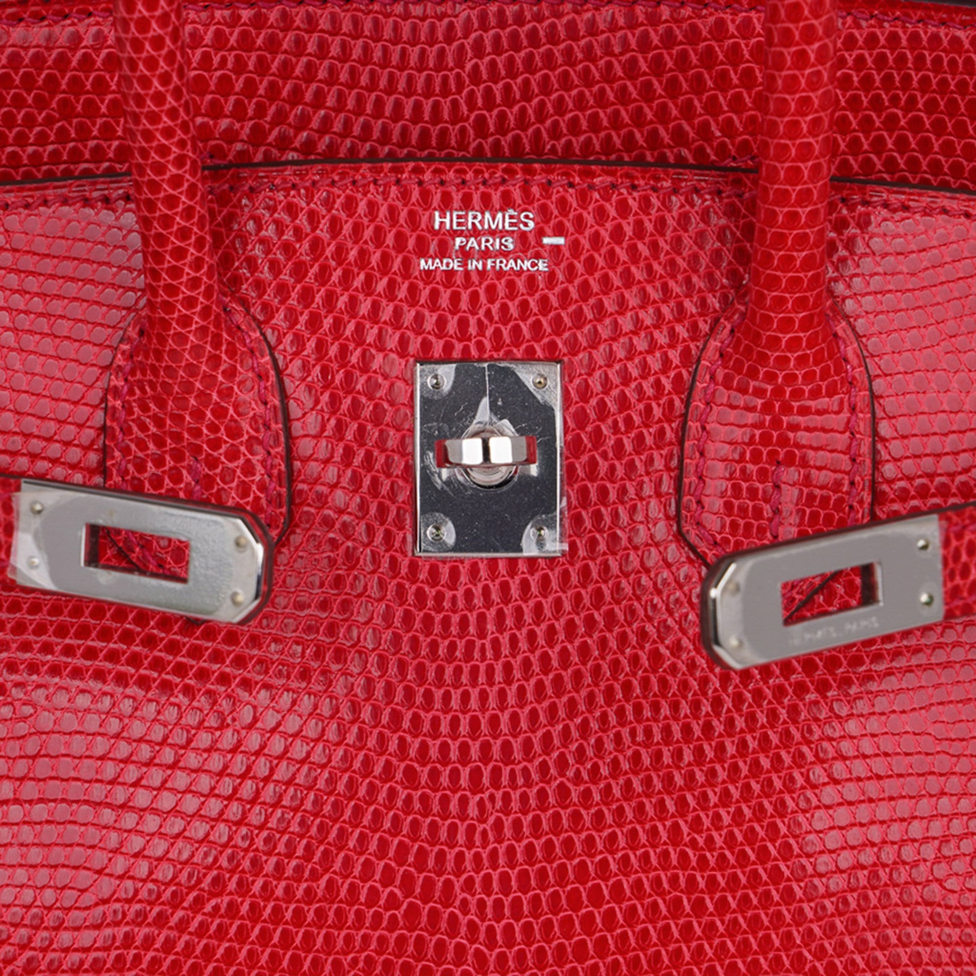 Limited Edition Birkin 25 Bag Rouge Exotic Lizard with Palladium Hardware