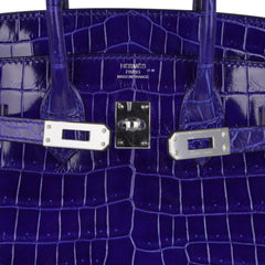 Birkin 25 Bag Blue Electric Crocodile Vivid Jewel Palladium Hardware