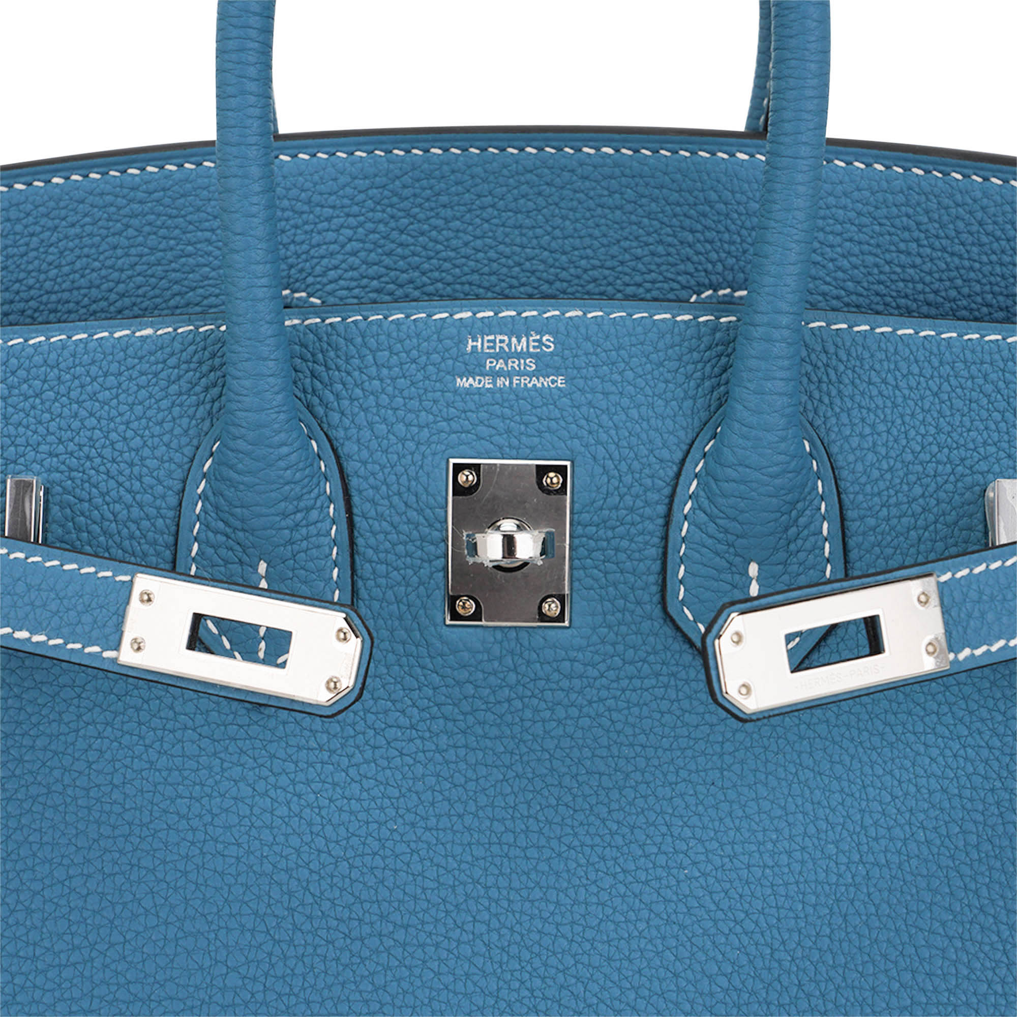 Birkin 25 Bag Blue Jean Togo Leather with Palladium Hardware